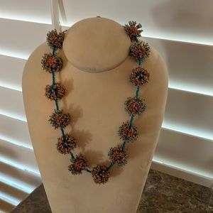 Spherical glass bead necklace hand beaded